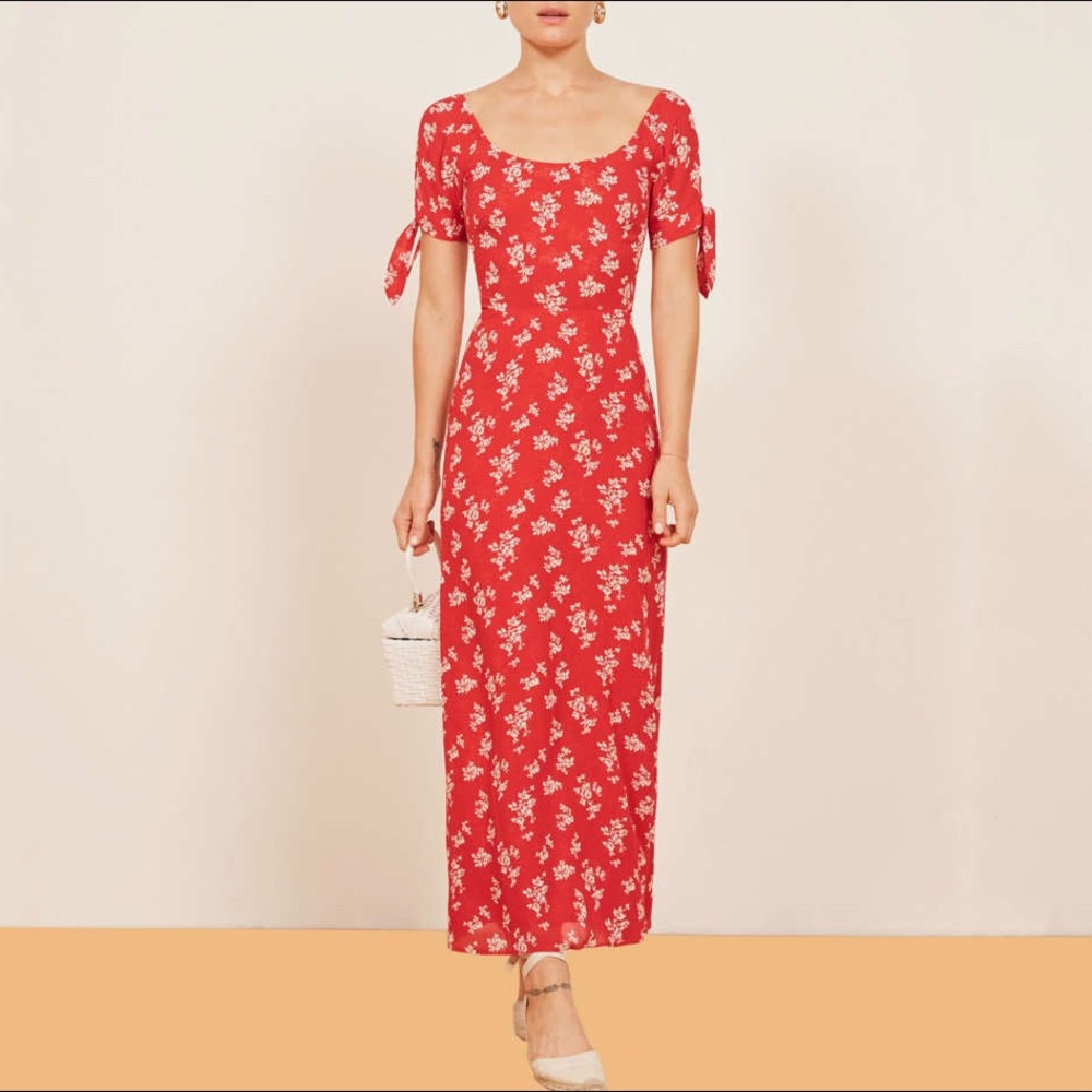 Reformation Meredith dress in red